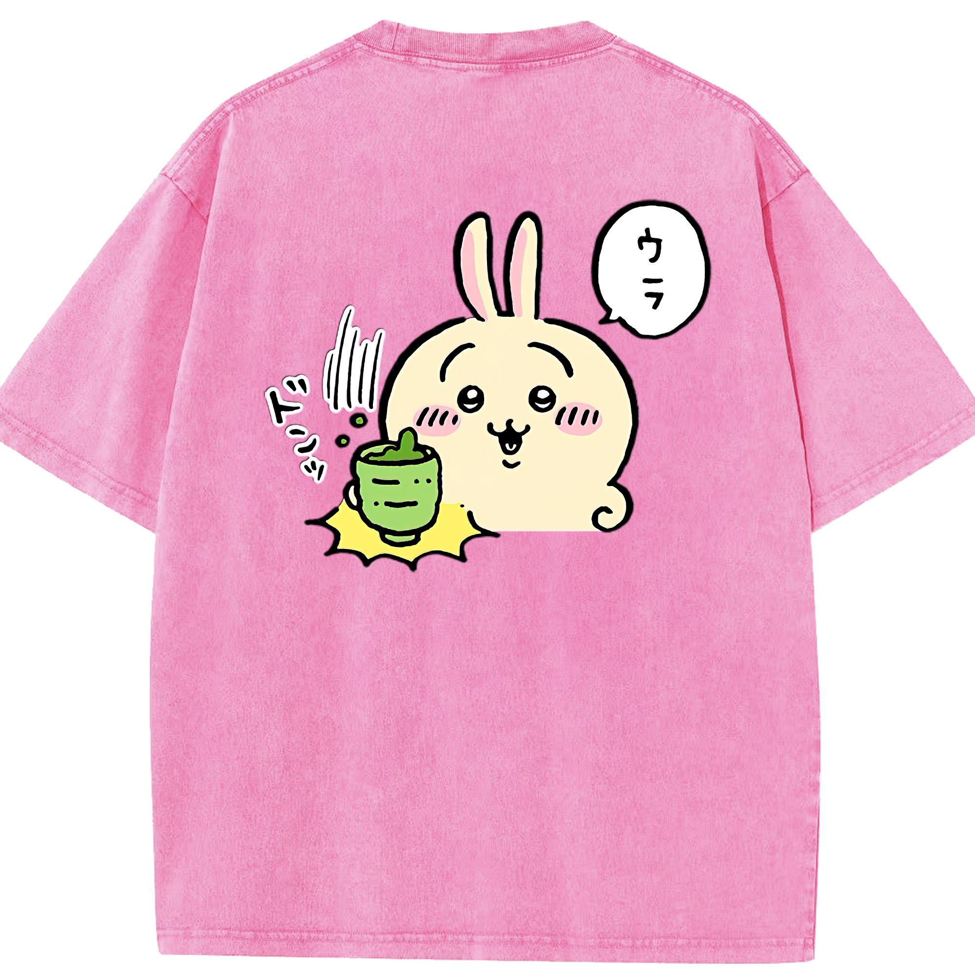 （画像用） ちいかわ うさぎ Chii-kawa usagi 綿100% ヴィンテージ風 半袖Tシャツ（背面プリント）